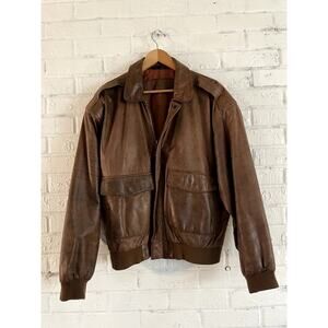 Vintage Georgetown Leather Brown Leather Bomber Jacket Aviator Men’s Large
